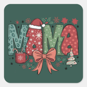 Mama Claus Merry Christmas Gift For Mama Square Sticker