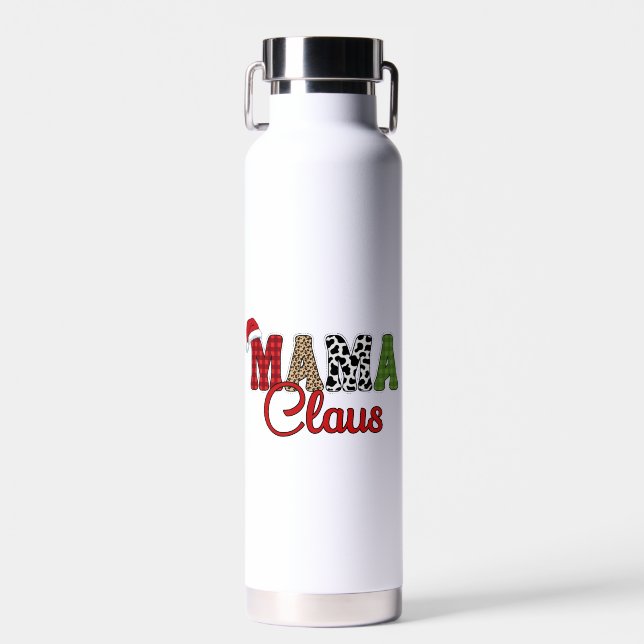 Mama Claus Plaid Pattern-60096 Water Bottle (Front)