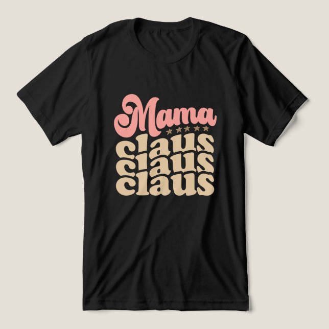 Mama Claus Retro Groovy Christmas Holidays Tri-Blend Shirt (Design Front)