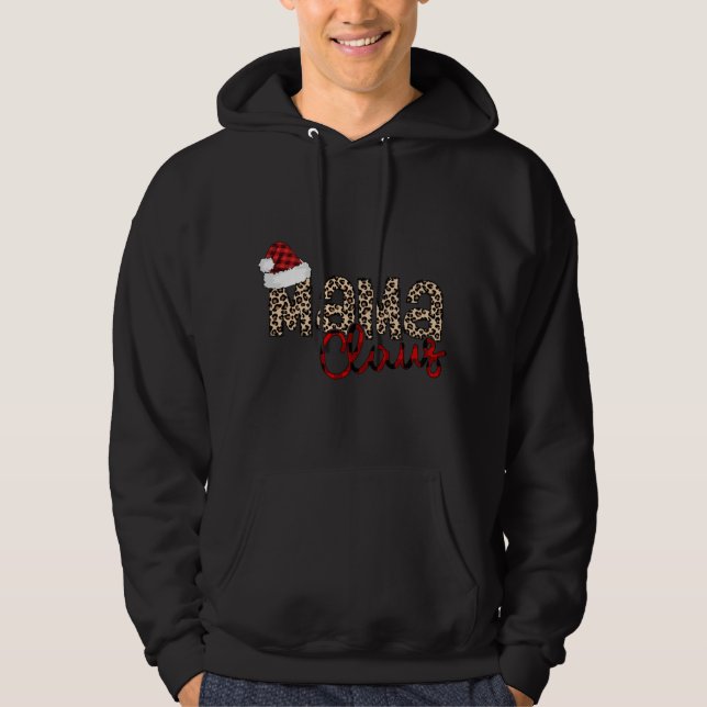 Mama Claus Santa Hat Christmas Pajama Family Match Hoodie (Front)