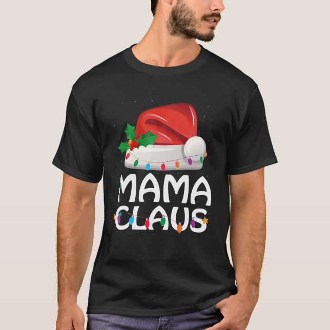Mama Claus Santa Hat Family Matching Christmas Paj T-Shirt (Front)