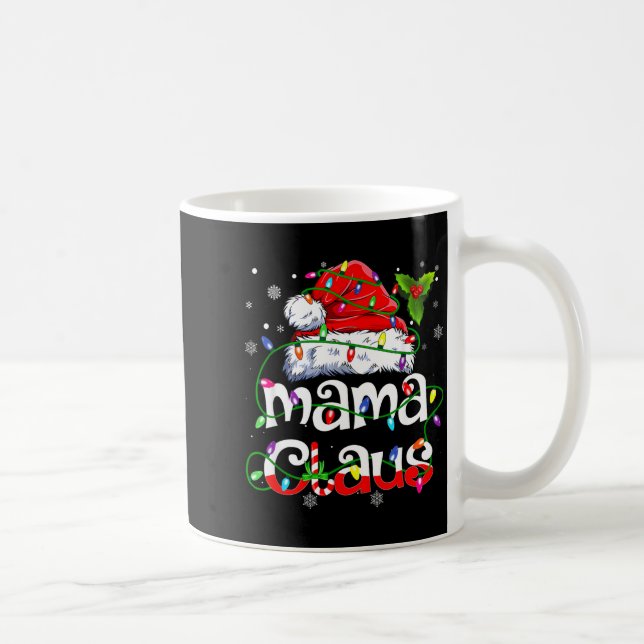 Mama Claus Shirt Christmas Lights Pajama Family Ma Coffee Mug (Right)