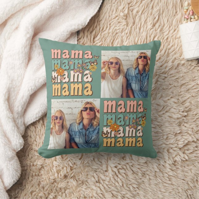 Mama Colorful Retro Custom Photos Mother's Day  Cushion (Blanket)