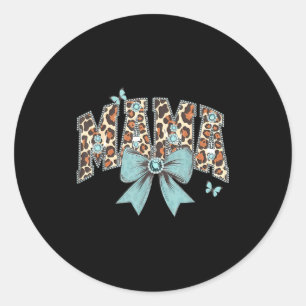 Mama coquette bow cheetah leopard print mom mother classic round sticker