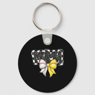 Mama Coquette Bow Game Day Baseball Softball Cheer Key Ring