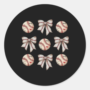 Mama Coquette Bow Game Day Bysebyll Softbyll Cheer Classic Round Sticker