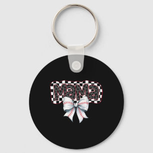 Mama Coquette Bow Game Day Bysebyll Softbyll Cheer Key Ring