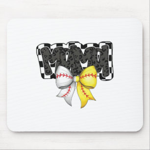 Mama Coquette Bow Game Day Bysebyll Softbyll Cheer Mouse Pad