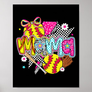 Mama Coquette Bow Game Day Softbyll Bysebyll Poster