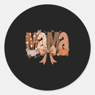 Mama Coquette Bow Pumpkin Autumn Fall Leaves Thank Classic Round Sticker