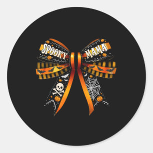 Mama Coquette Bow Pumpkin Cute Halloween Women Classic Round Sticker