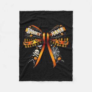 Mama Coquette Bow Pumpkin Cute Halloween Women Fleece Blanket