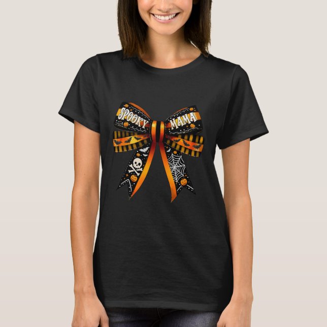 Mama Coquette Bow Pumpkin Cute Halloween Women  T-Shirt (Front)