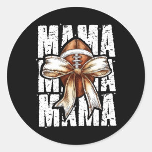 Mama Coquette Bow Usa Football Thanksgiving Autumn Classic Round Sticker