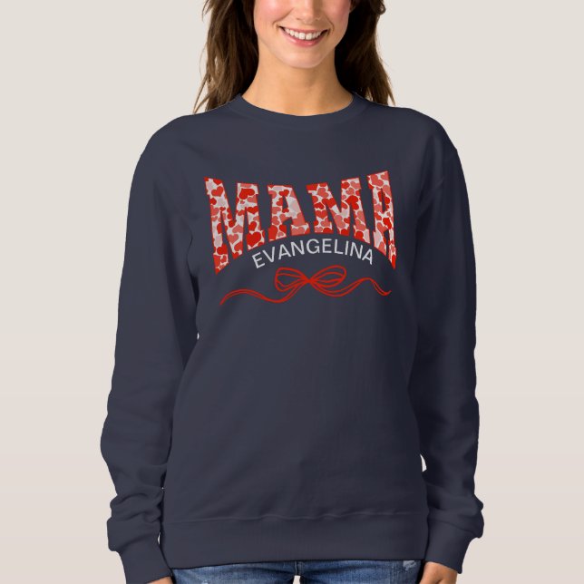 MAMA Coquette Red Hearts Personalised Sweatshirt (Front)