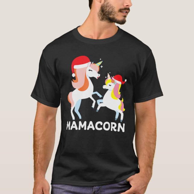 Mama-Corn Unicorn Matching Family Pajama PJ Christ T-Shirt (Front)
