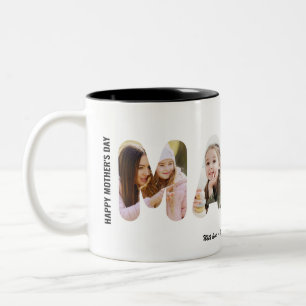 Mama Custom Word Photo Collage Mother's Day Two-Tone Coffee Mug