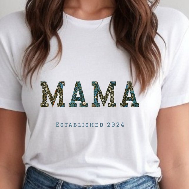 Mama customised year - trendy floral T-Shirt (MAMA t-shirt, customizable year. 
#generativecontent)
