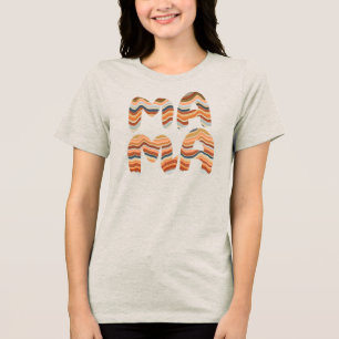 Mama Cute Retro 70s Stripes Waves Brush Stroke Tri-Blend Shirt