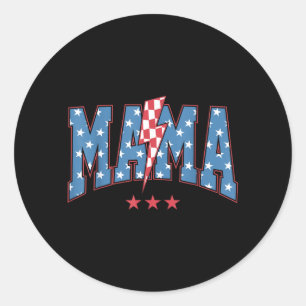 Mama Dada Mini 4th of July American Family Classic Round Sticker