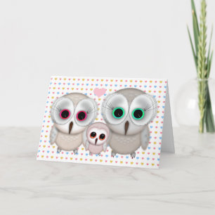 Mama Daddy Baby Owl Card for Baby Shower
