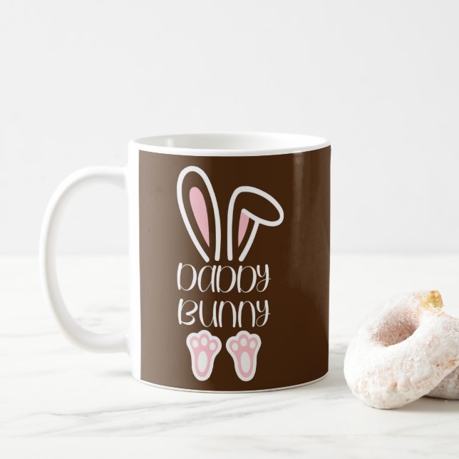 Mama Daddy Bunny Easter Day Dad Pregnant Mum Coffee Mug (With Donut)