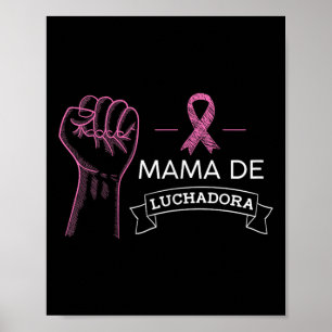 Mama De Luchadora Breast Cancer Awareness Mum Span Poster
