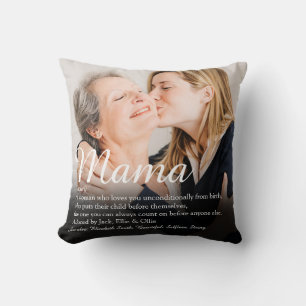 Mama Definition Quote Elegant Script Photo Throw P Cushion