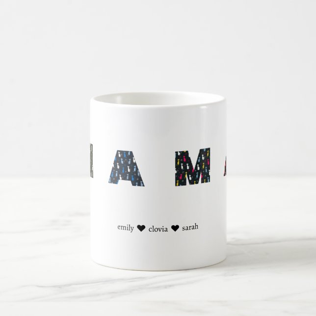 Mama Dog cat paw custom names Coffee Mug (Center)