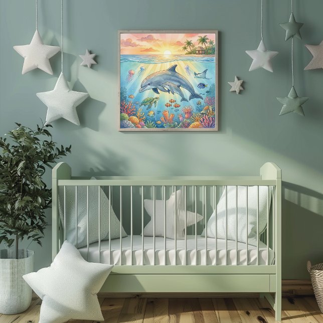 Mama Dolphin and Calf Nursery Poster (Creator Uploaded)
