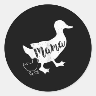 Mama Duck and 1 Baby Duckling Fun Mum   Classic Round Sticker