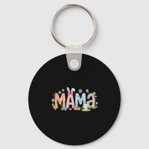 Mama easter bunny spring floral for mom or mother  key ring