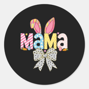 Mama Easter Coquette Bow Bunny Matching Family Eas Classic Round Sticker