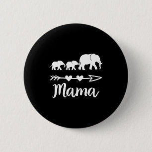 Mama elephant 2 babies kids mom of two cute mother 6 cm round badge