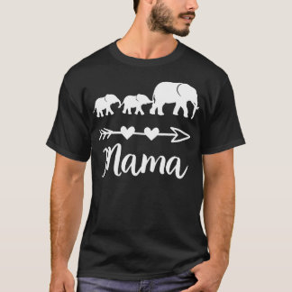 Mama Elephant 2 Babies Kids Mum Of Two Cute Mother T-Shirt