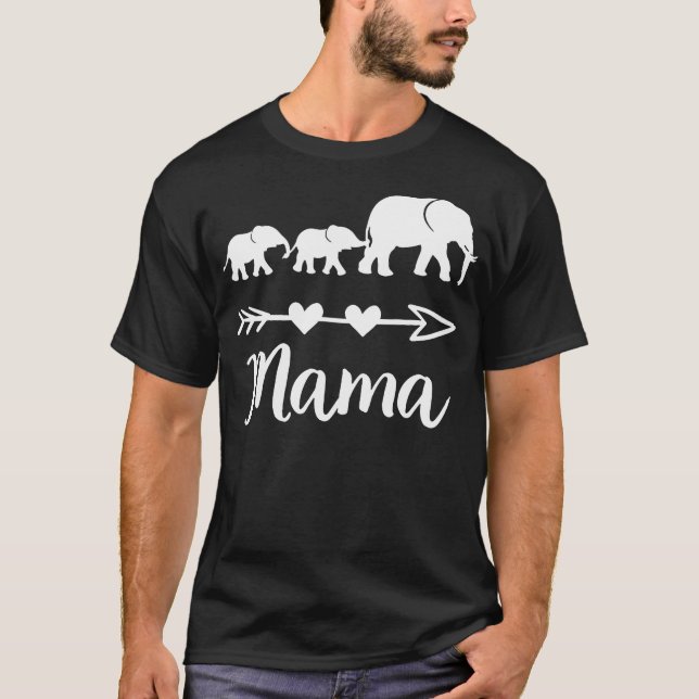 Mama Elephant 2 Babies Kids Mum Of Two Cute Mother T-Shirt (Front)