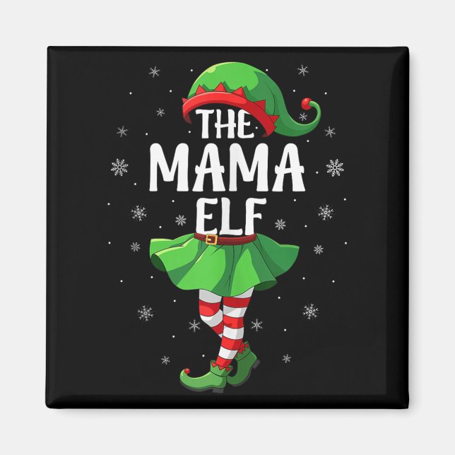 Mama Elf Christmas Girls Women Elf Squad Xmas Fami Magnet (Front)