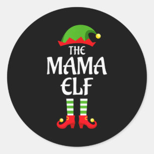Mama Elf Family Matching Group Christmas  Classic Round Sticker