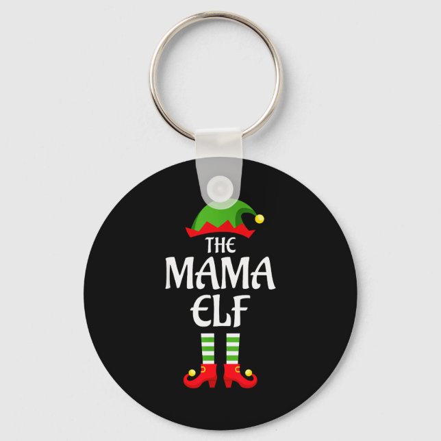 Mama Elf Family Matching Group Christmas  Key Ring (Front)