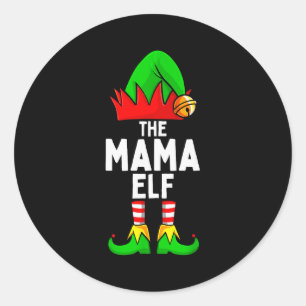 Mama Elf Matching Family Christmas Women  Classic Round Sticker