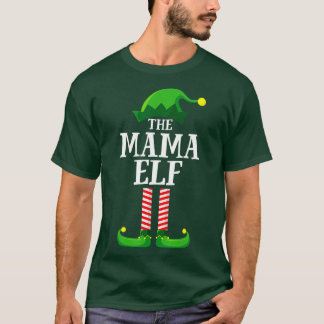 Mama Elf Matching Family Group Christmas Party Mum T-Shirt