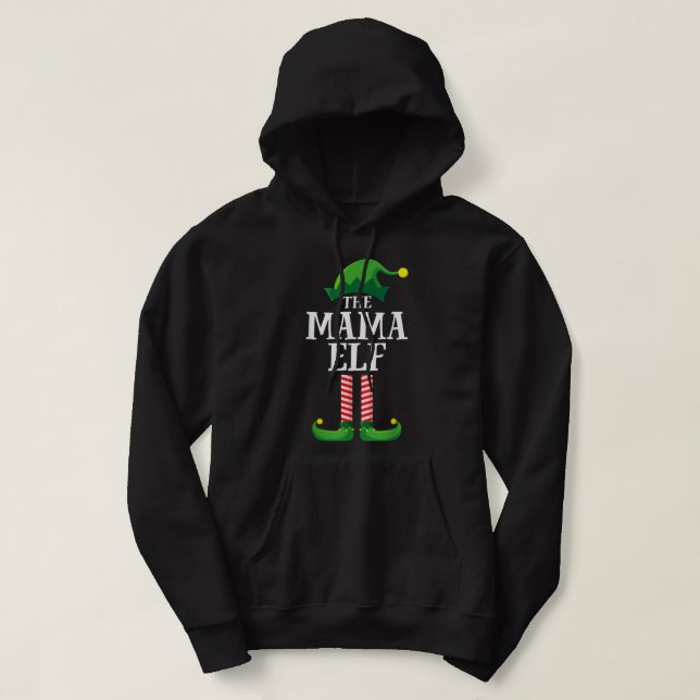 Mama Elf Matching Family Group Christmas Party Paj Hoodie (Design Front)