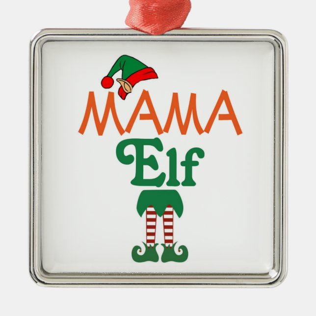 Mama Elf Metal Ornament (Front)