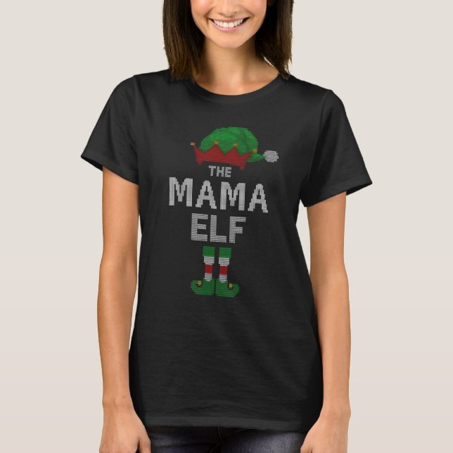 Mama Elf Ugly Christmas Sweater Xmas Family Matchi (Front)