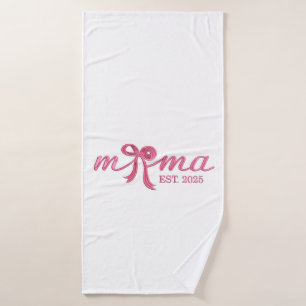 Mama Est 2025 Hot Pink Bow Coquette Mother Day Bath Towel