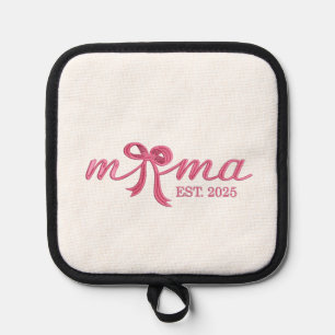Mama Est 2025 Hot Pink Bow Coquette Mother Day Pot Holder