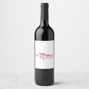Mama Est 2025 Hot Pink Bow Coquette Mother Day Wine Label