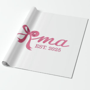 Mama Est 2025 Hot Pink Bow Coquette Mother Day Wrapping Paper