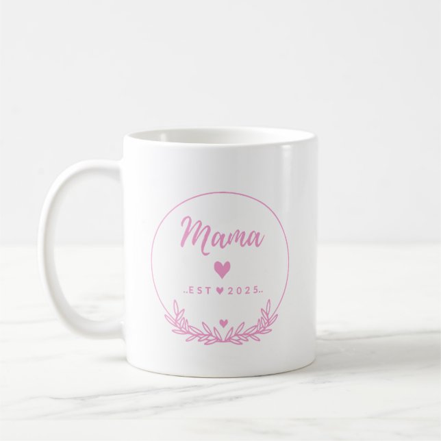 Mama Est.2025 shirt -Mother gift Pink Minimal -  Coffee Mug (Left)