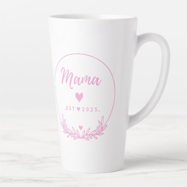 Mama Est.2025 shirt -Mother gift Pink Minimal -  Latte Mug (Right)